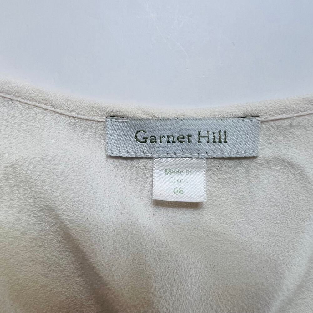 Garnet Hill Three Quarter Sleeves Top Size 6 Cream - Picture 3 of 8